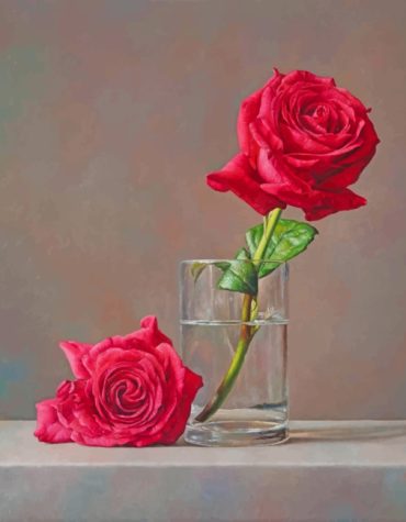 Red Rose In Glass Paint By Numbers