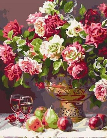 Roses and Red Wine Paint By Numbers