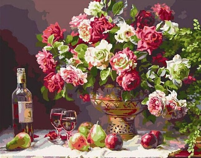 Roses and Red Wine Paint By Numbers