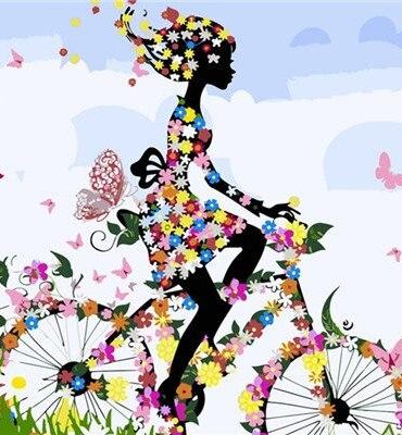 Roses Girl Bicycle Art Paint By Numbers
