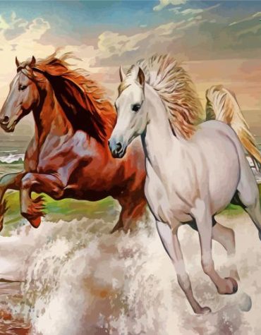 White Horses on Sea Paint By Numbers