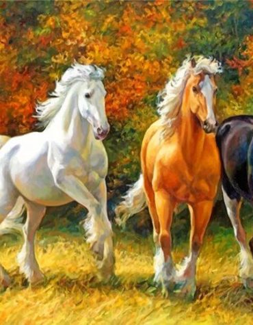Running White Horses Paint By Numbers