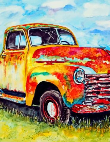 Vintage Engines Rusty Truck Paint By Numbers