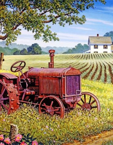 Old Rusty Tractor Paint By Numbers