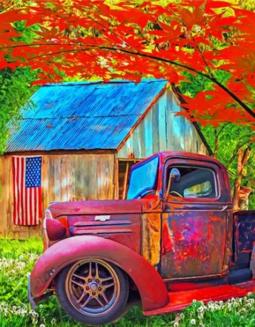 Vintage Rusty Truck Paint By Numbers