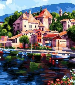 Sailing Town Landscape Paint By Numbers