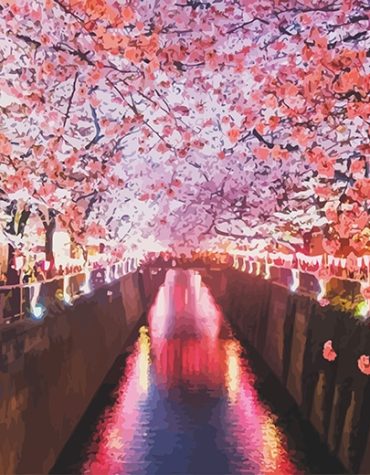 Japanese Cherry Blossom Paint By Numbers