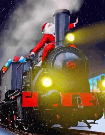 Christmas Santa Train Paint By Numbers