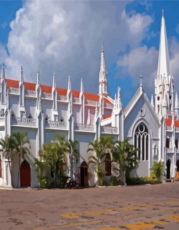 Santhome Cathedral Chennai Paint By Numbers