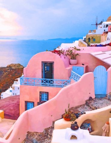Santorini Greece Landscape Paint By Numbers