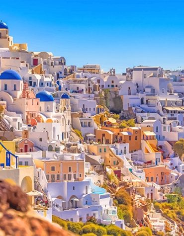 Santorini Blue Island View Paint By Numbers