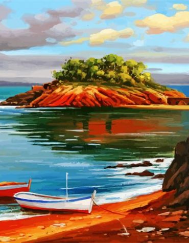 Island Beaches and Boats Paint By Numbers