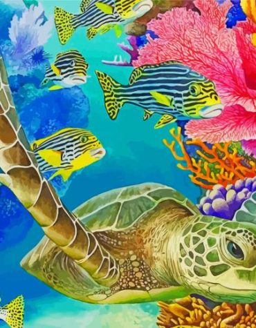 Sea Turtle Ocean Scene Paint By Numbers