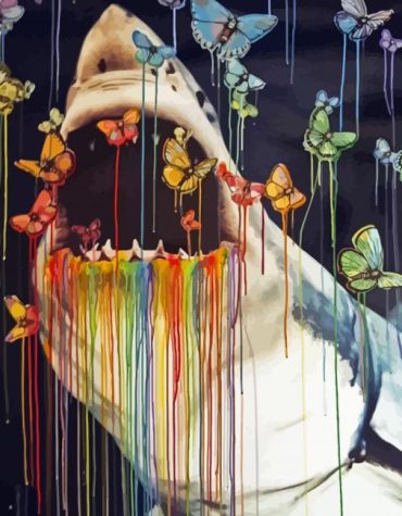 Colorful Shark and Butterfly Paint By Numbers