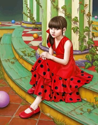 Shiori Maysumoto Red Dress Paint By Numbers