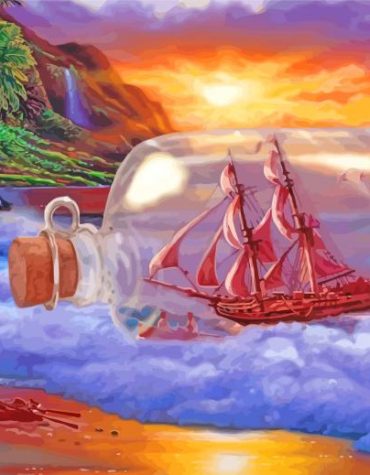 Ship in a Glass Bottle Paint By Numbers