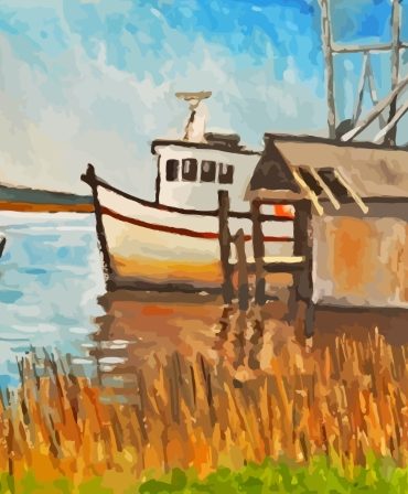 Serene Shrimp Boat Paint By Numbers