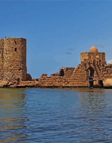 Sidon Sea Castle Landmark Paint By Numbers