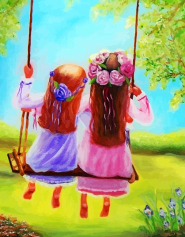 Sisters on Swings Paint By Numbers