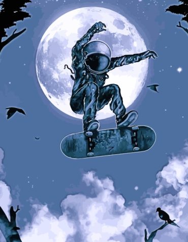 Space Skater Under Moonlight Paint By Numbers