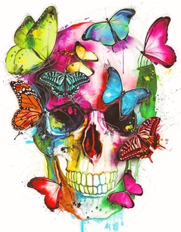 Colorful Skulls and Butterflies Paint By Numbers