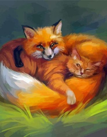 Cat And Fox Animals Paint By Numbers
