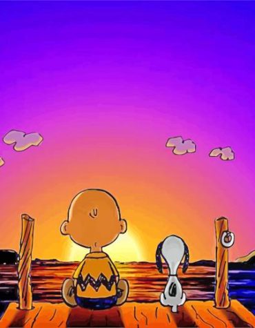 Snoopy and Charlie Purple Sky Paint By Numbers