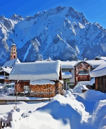 Mittenwald Winter Landscape Paint By Numbers