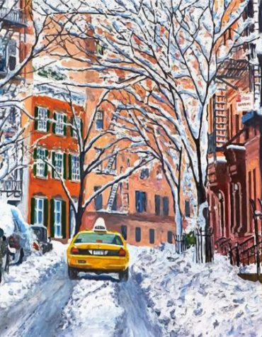 Winter Taxi Scene New York Paint By Numbers