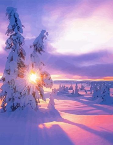 Winter White Trees Paint By Numbers