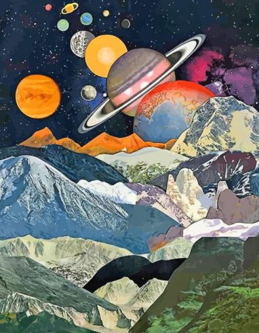 Mountain Planets Space Paint By Numbers