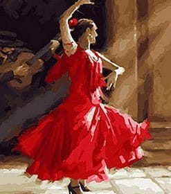Spanish Dancer in Red Dress Paint By Numbers