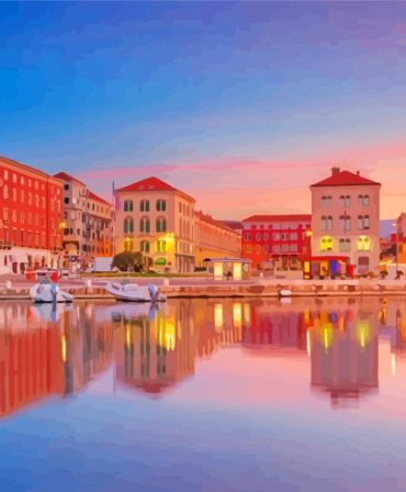 Split Croatian Sunrise Boats Paint By Numbers