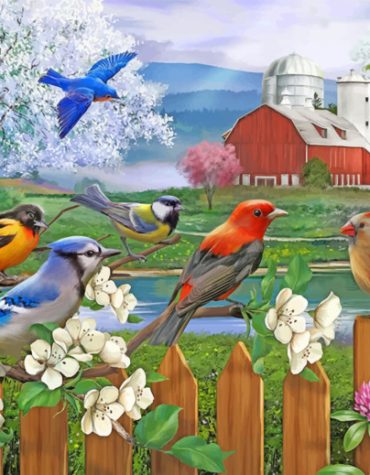 Spring Cardinal Birds Paint By Numbers