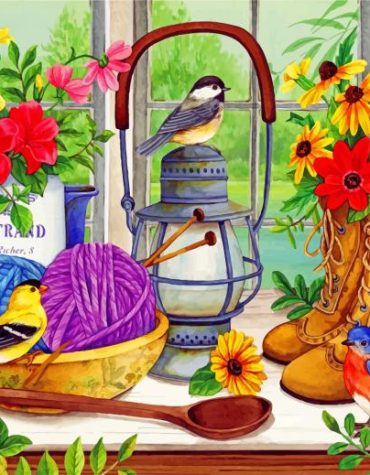 Colorful Spring Birds Paint By Numbers