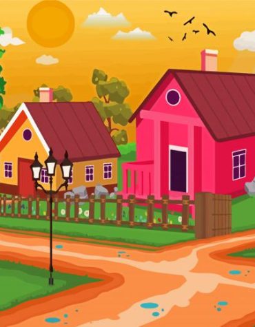 Cartoon Spring Village Paint By Numbers