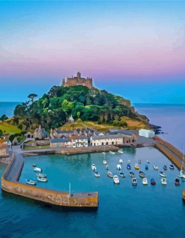 St Michaels Mount Sunset Seascape Paint By Numbers