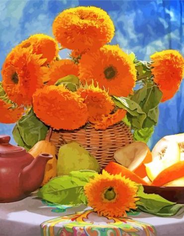 Floral Still Life with Vase Paint By Numbers