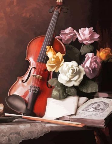 Still Life Roses and Violins Paint By Numbers