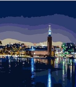 Stockholm Night Skyline Paint By Numbers