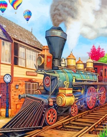 Steam Train Station Scene Paint By Numbers