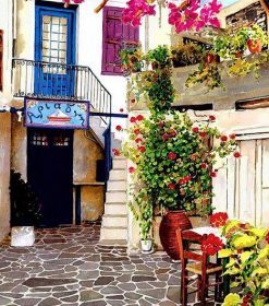 Streets of Santorini Greece Paint By Numbers