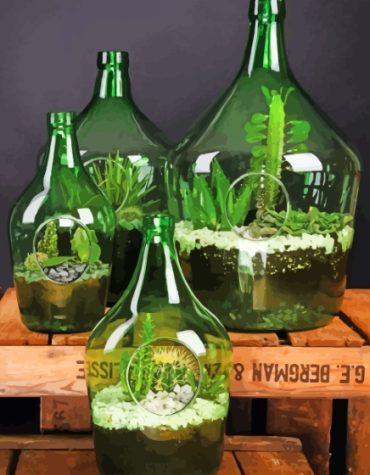 Succulents in Glass Paint By Numbers