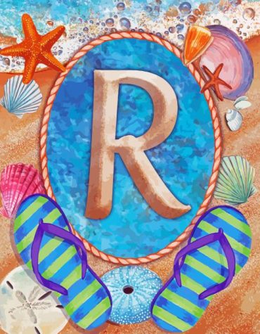 Summer Seashells Monogram R Paint By Numbers