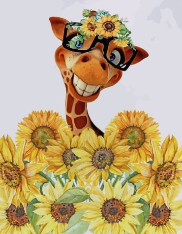Sunflower Giraffe Animals Paint By Numbers