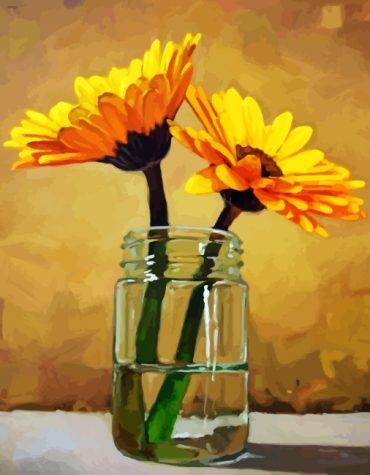 Glass Sunflower Blooms Paint By Numbers