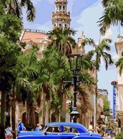 Havana Cityscape Blue Cars Paint By Numbers