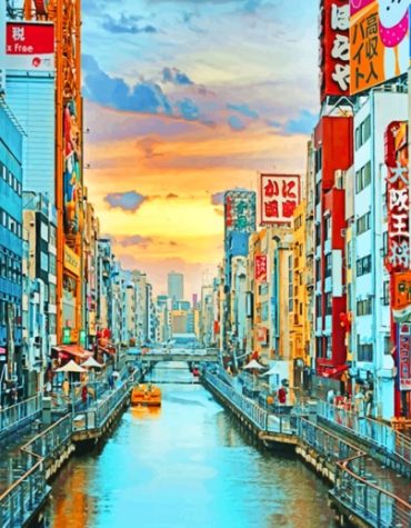 Osaka Sunrise Cityscape Paint By Numbers