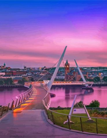 Peace Bridge Derry Sunset Paint By Numbers