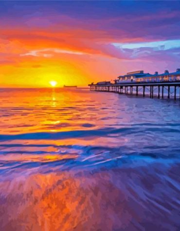 Golden Sunset at Paignton Pier Paint By Numbers